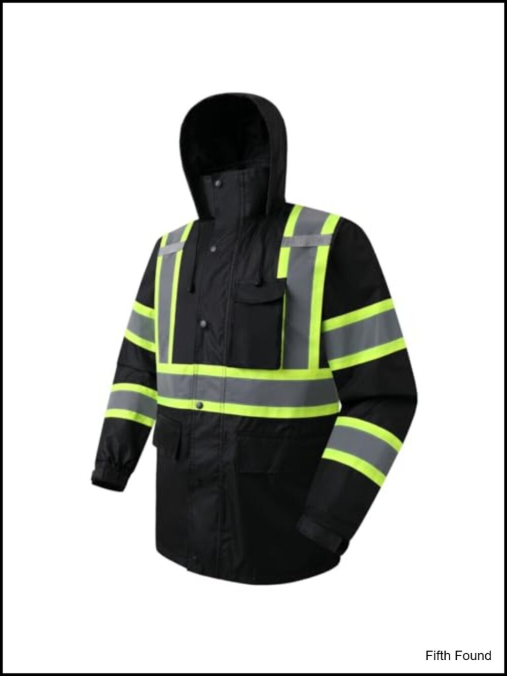 Hi Vis Reflective Waterproof Rain Jacket Safety Workwear Hooded